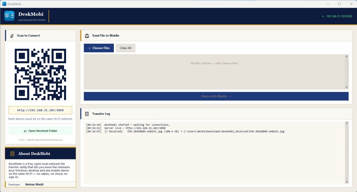 DeskMobi - Local Network File Sharing Software screenshot